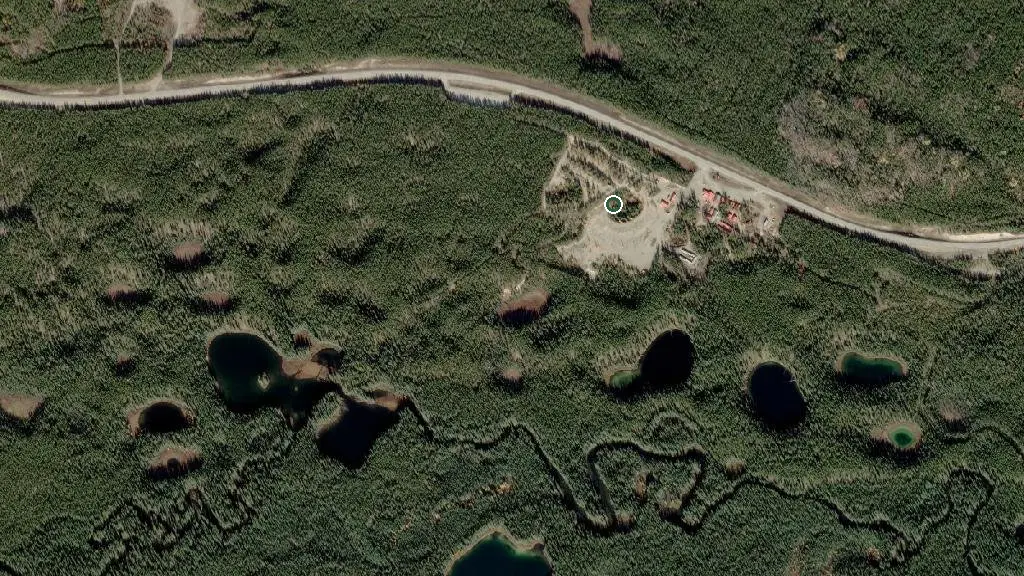Aerial view of Baby Nugget RV Park and surroundings