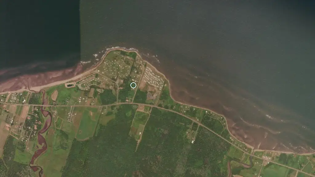 Aerial view of Strang’s Shore Camping and surroundings