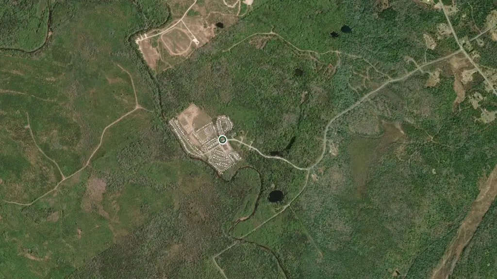 Aerial view of Riverland Campground and surroundings