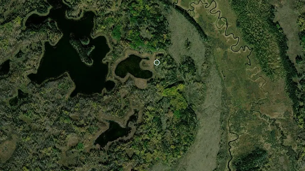 Aerial view of Birdtail Campground and surroundings