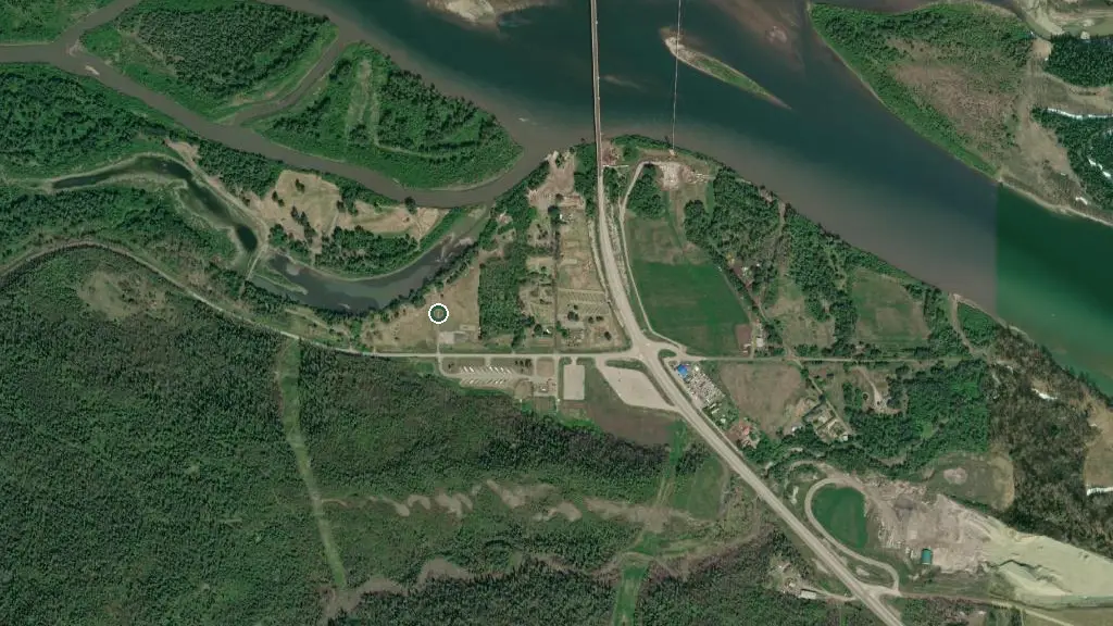 Aerial view of Peace Island Park and surroundings