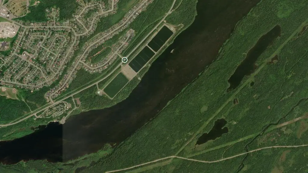 Aerial view of Sanger Memorial RV Park and surroundings