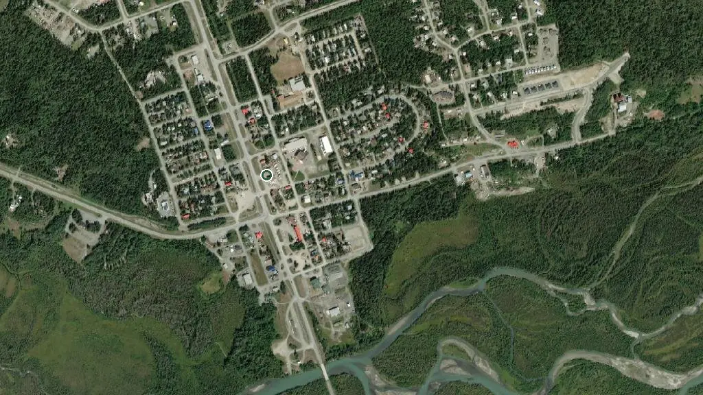 Aerial view of Kluane Park Inn & RV Park and surroundings
