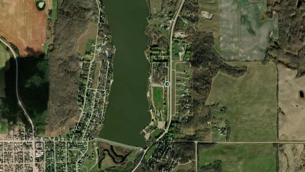 Aerial view of Minnedosa Campground and surroundings