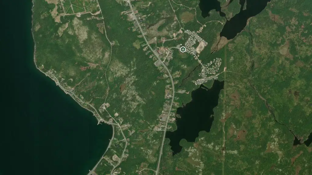 Aerial view of Golden Arm Trailer Park and surroundings