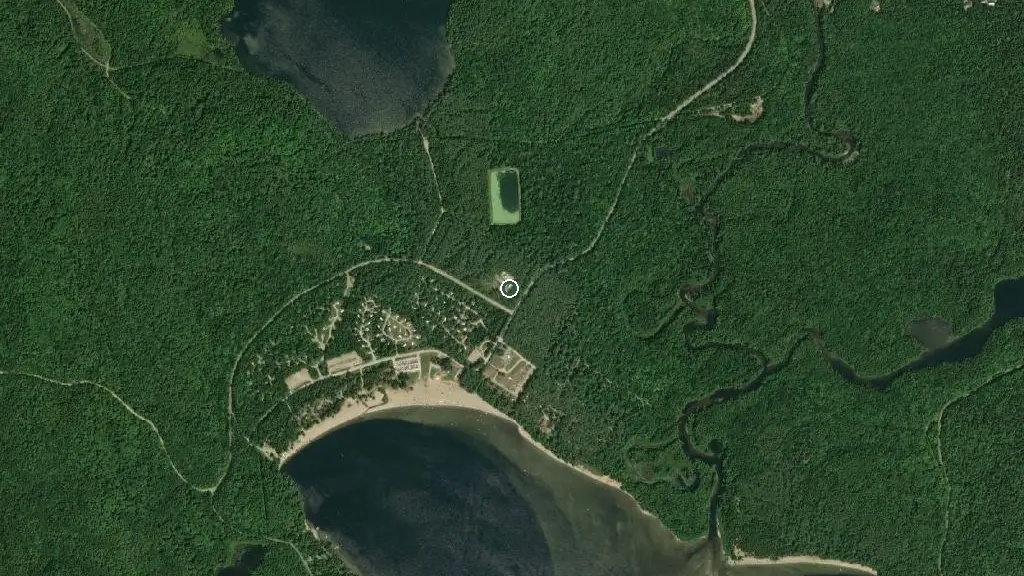 Aerial view of Camping Centre Touristique du Lac Simon - Sépaq and surroundings