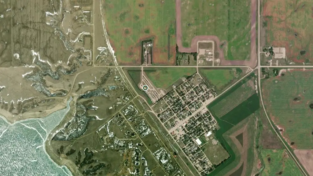 Aerial view of Elbow Sunset Suites and RV Park and surroundings