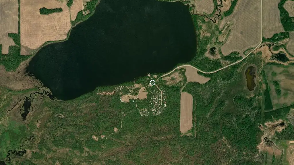 Aerial view of Struthers Lake Regional Park and surroundings