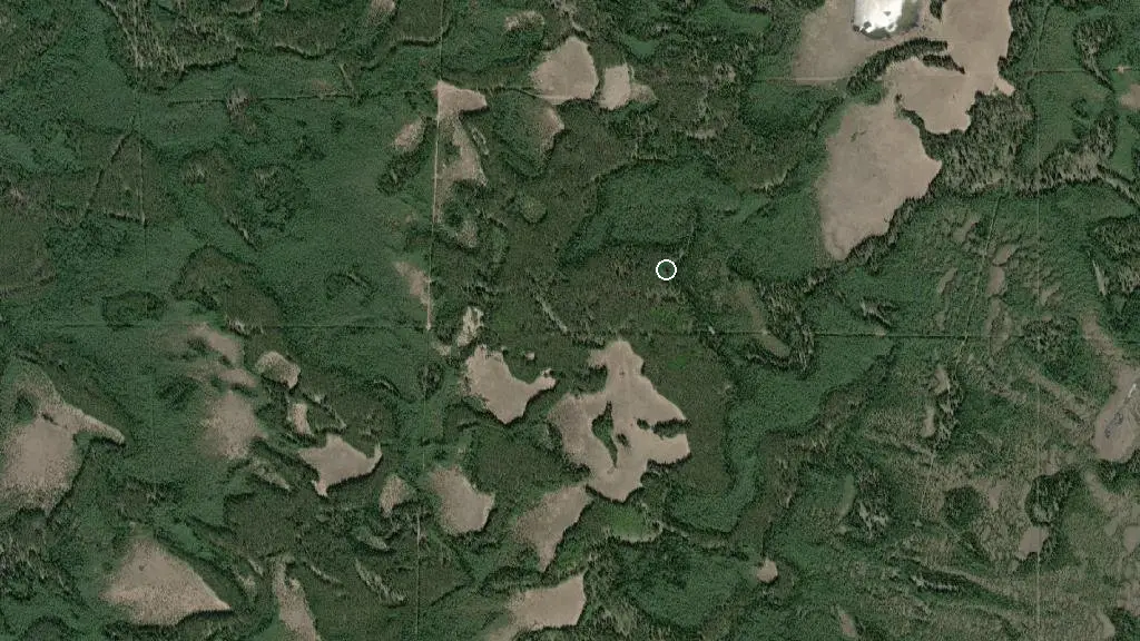 Aerial view of Hubert Lake Wildland Provincial Park and surroundings