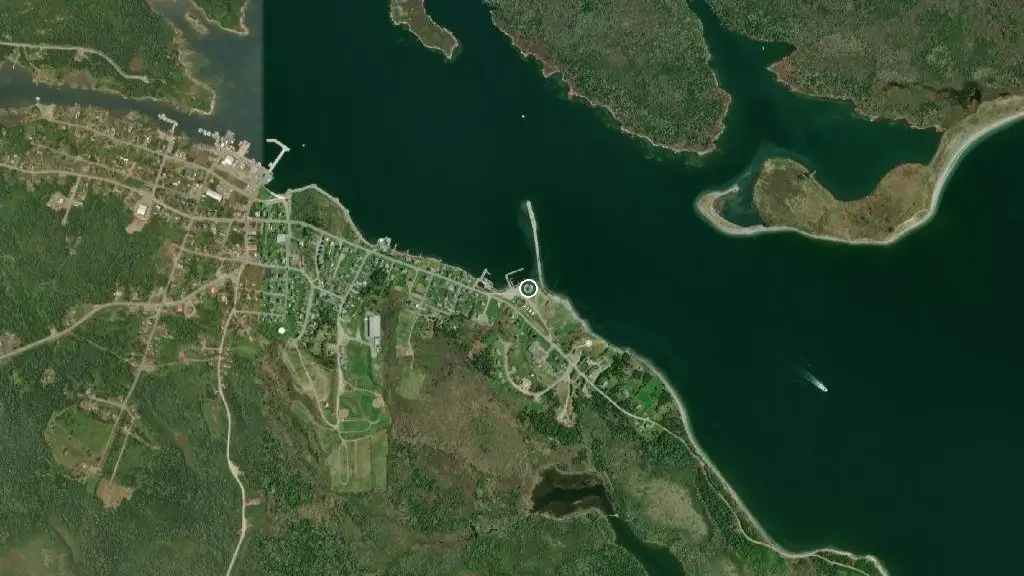 Aerial view of Cape Canso RV Park & Marina and surroundings