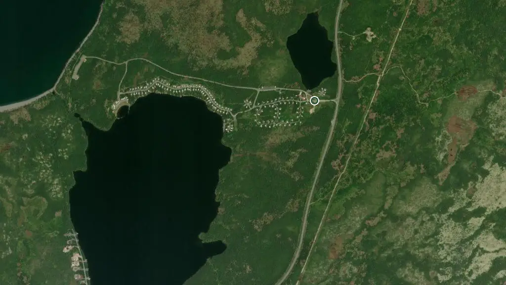 Aerial view of Backside Pond Park and surroundings