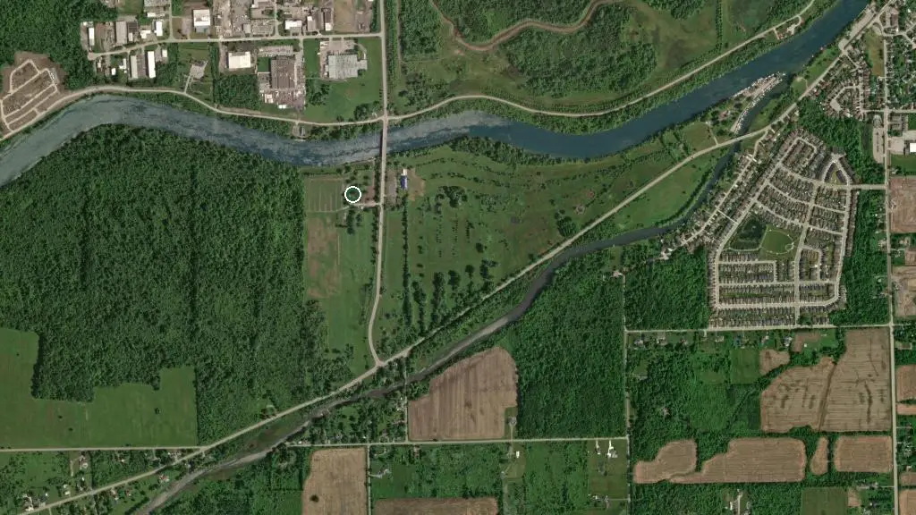 Aerial view of King Waldorf's Tent & Trailer Park and surroundings